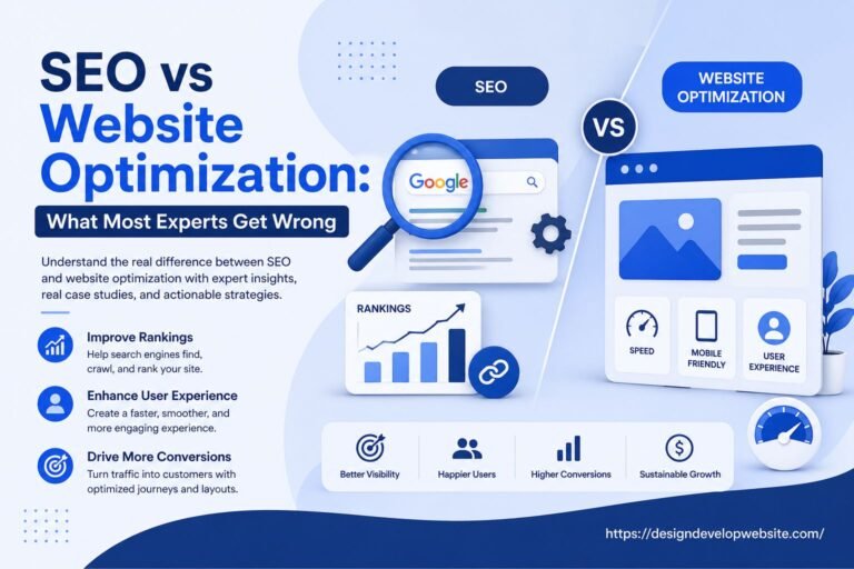 seo vs website optimization concept diagram showing traffic and conversion flow